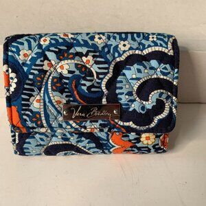 VERA BRADLEY Quilted Wallet Blue Boho Floral Cotton Marrakesh Tri-Fold Retired